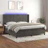 Cama box spring colchón y LED terciopelo gris oscuro 200x200 cm