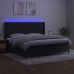 Cama box spring colchón y LED terciopelo negro 200x200 cm