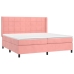 Cama box spring colchón y LED terciopelo rosa 200x200 cm