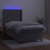 Cama box spring colchón y LED terciopelo gris claro 80x200 cm