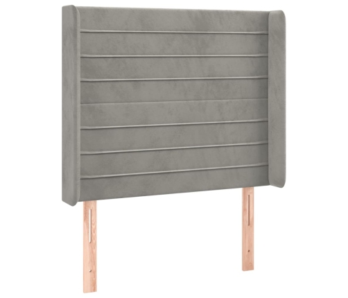 Cama box spring colchón y LED terciopelo gris claro 90x190 cm