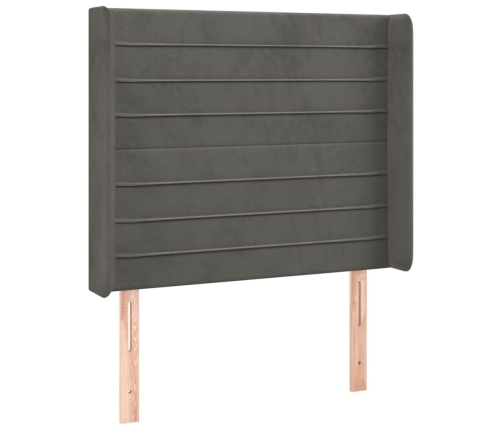 Cama box spring colchón y LED terciopelo gris oscuro 90x190 cm