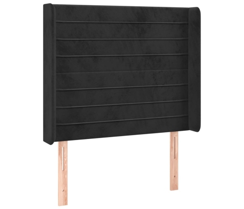 Cama box spring colchón y LED terciopelo negro 90x190 cm