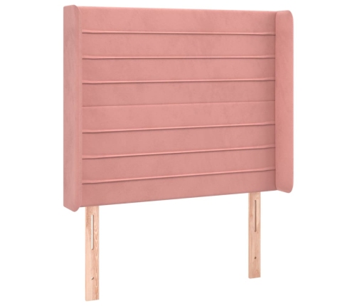 Cama box spring colchón y LED terciopelo rosa 90x190 cm