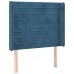 Cama box spring colchón y LED terciopelo azul oscuro 90x200 cm
