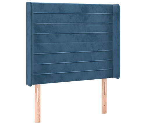 Cama box spring colchón y LED terciopelo azul oscuro 100x200 cm