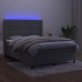 vidaXL Cama box spring colchón y LED terciopelo gris claro 140x190 cm