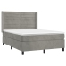 vidaXL Cama box spring colchón y LED terciopelo gris claro 140x190 cm