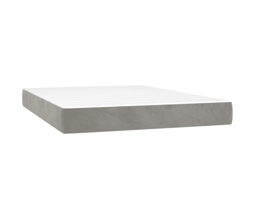 vidaXL Cama box spring colchón y LED terciopelo gris claro 140x190 cm