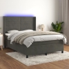 Cama box spring colchón y LED terciopelo gris oscuro 140x190 cm