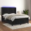 Cama box spring colchón y LED terciopelo negro 140x190 cm