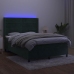 Cama box spring colchón y LED terciopelo verde oscuro 140x190cm