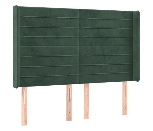 Cama box spring colchón y LED terciopelo verde oscuro 140x190cm