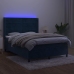 Cama box spring colchón y LED terciopelo azul oscuro 140x190 cm