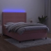 Cama box spring colchón y LED terciopelo rosa 140x190 cm