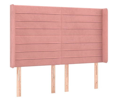 Cama box spring colchón y LED terciopelo rosa 140x190 cm