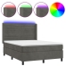 Cama box spring colchón y LED terciopelo gris oscuro 140x200 cm