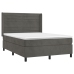 Cama box spring colchón y LED terciopelo gris oscuro 140x200 cm