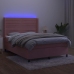 Cama box spring colchón y LED terciopelo rosa 140x200 cm