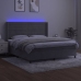 Cama box spring colchón y LED terciopelo gris claro 160x200 cm