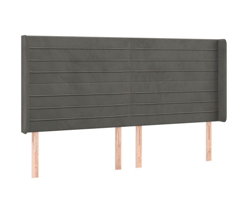 Cama box spring colchón y LED terciopelo gris oscuro 160x200 cm