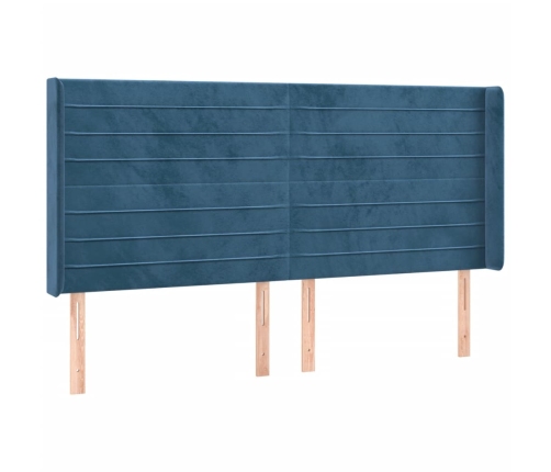 Cama box spring colchón y LED terciopelo azul oscuro 180x200 cm