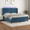 Cama box spring colchón y LED terciopelo azul oscuro 180x200 cm