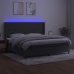 Cama box spring colchón y LED terciopelo gris oscuro 200x200 cm