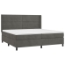 Cama box spring colchón y LED terciopelo gris oscuro 200x200 cm