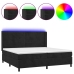 Cama box spring colchón y LED terciopelo negro 200x200 cm