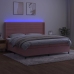 Cama box spring colchón y LED terciopelo rosa 200x200 cm