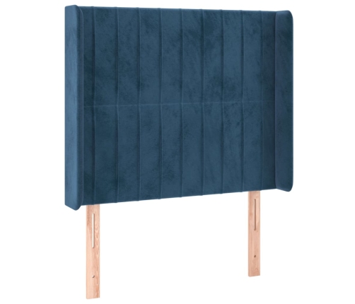 Cama box spring colchón y LED terciopelo azul oscuro 80x200 cm