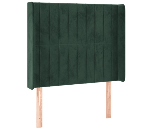 Cama box spring colchón y LED terciopelo verde oscuro 90x190 cm