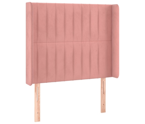 Cama box spring colchón y LED terciopelo rosa 90x190 cm