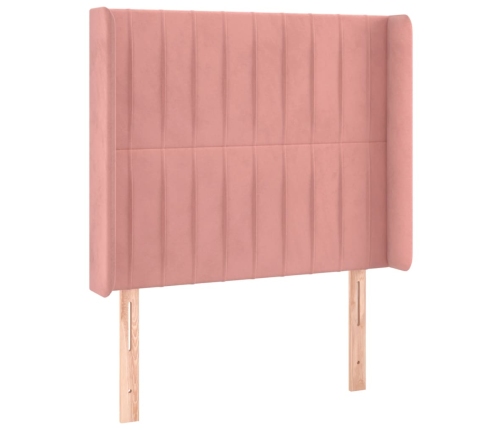 Cama box spring colchón y LED terciopelo rosa 90x200 cm