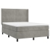 Cama box spring colchón y LED terciopelo gris claro 140x190 cm