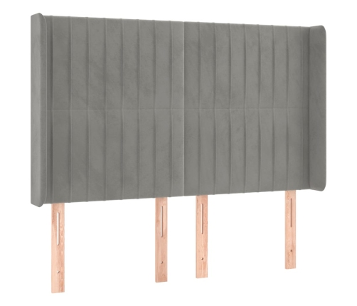 Cama box spring colchón y LED terciopelo gris claro 140x190 cm