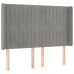 Cama box spring colchón y LED terciopelo gris claro 140x190 cm