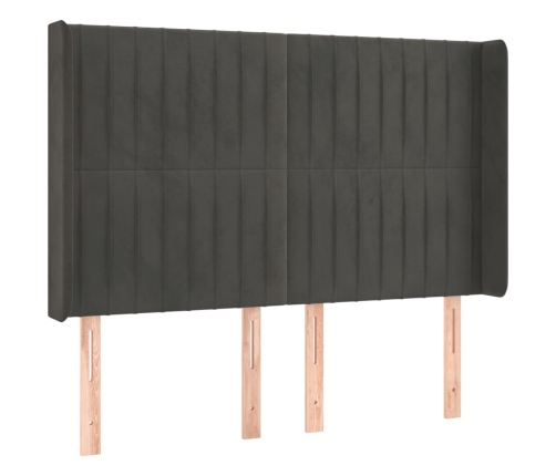 Cama box spring colchón y LED terciopelo gris oscuro 140x190 cm