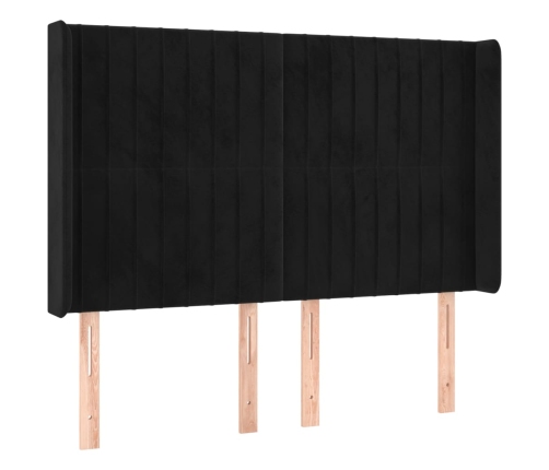 Cama box spring colchón y LED terciopelo negro 140x190 cm