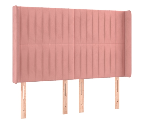 Cama box spring colchón y LED terciopelo rosa 140x190 cm