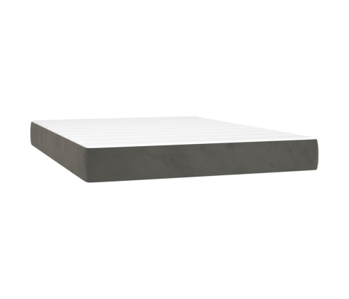 vidaXL Cama box spring colchón y LED terciopelo gris oscuro 140x200 cm