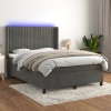 vidaXL Cama box spring colchón y LED terciopelo gris oscuro 140x200 cm