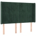 Cama box spring colchón y LED terciopelo verde oscuro 140x200cm