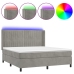 Cama box spring colchón y LED terciopelo gris claro 160x200 cm