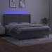 Cama box spring colchón y LED terciopelo gris claro 160x200 cm
