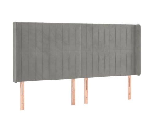 Cama box spring colchón y LED terciopelo gris claro 160x200 cm