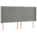 Cama box spring colchón y LED terciopelo gris claro 160x200 cm