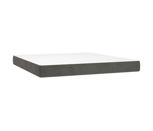 vidaXL Cama box spring colchón y LED terciopelo gris oscuro 160x200 cm