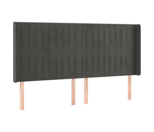 vidaXL Cama box spring colchón y LED terciopelo gris oscuro 160x200 cm